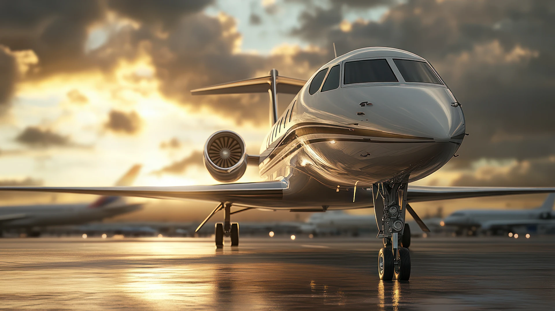 Private jet on the runway