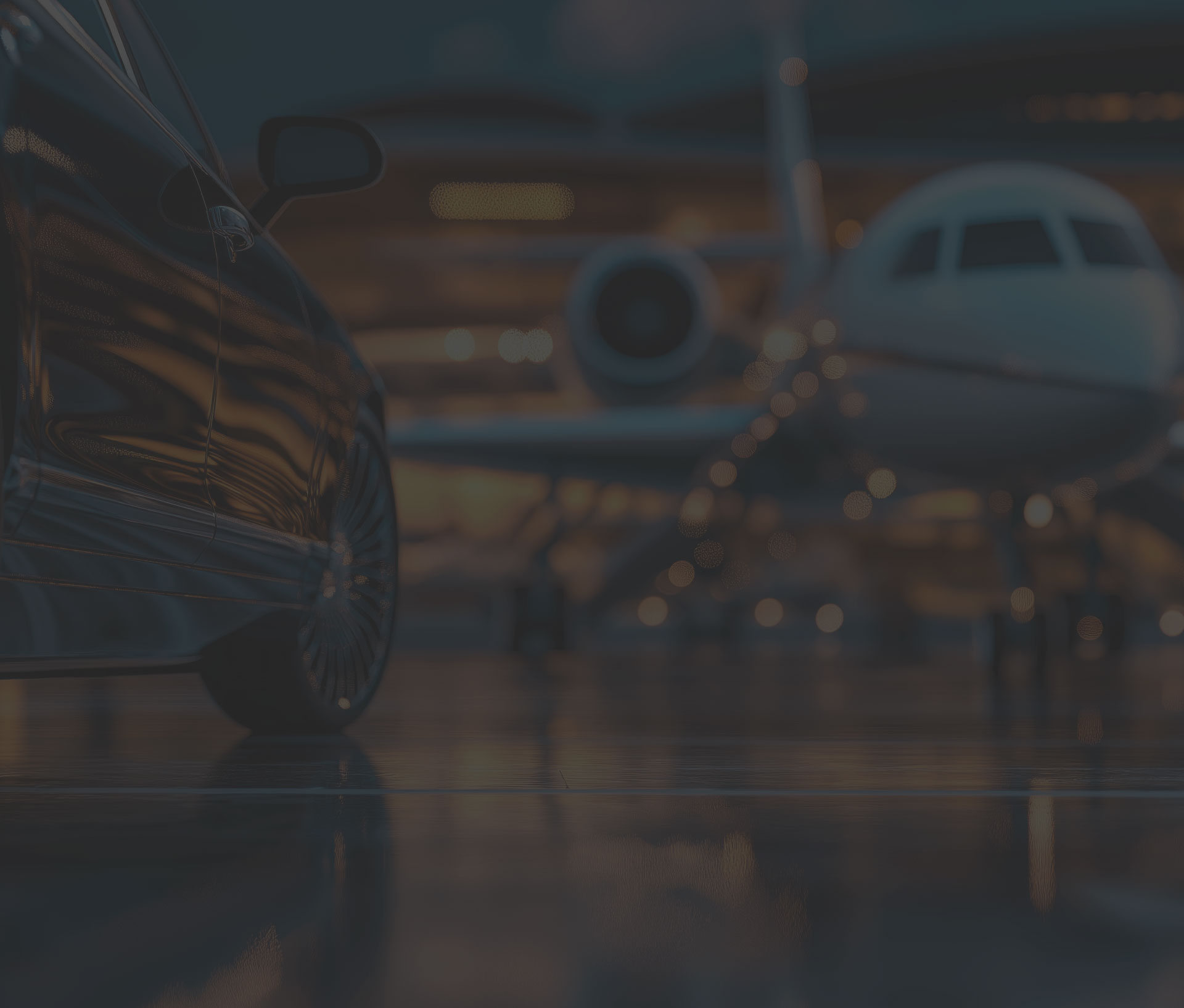 A car and a private jet in a garage